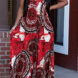 Red oversized jumpsuit